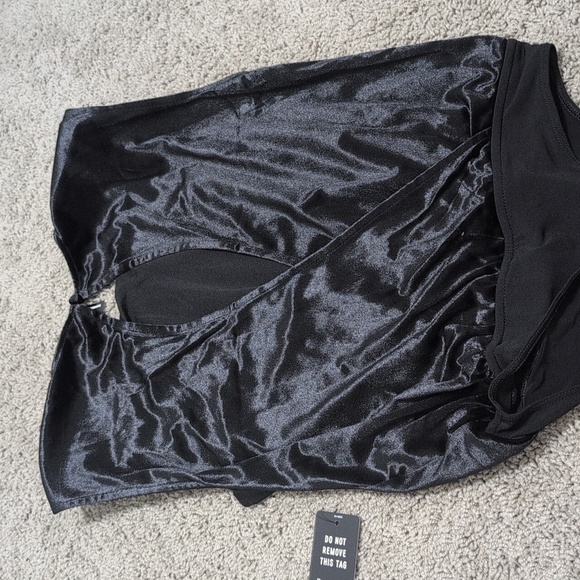 NWT Express Velvet Black Sleeveless Shoulder Pad strong shoulder Bodysuit XS - Picture 8 of 13